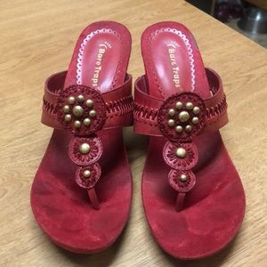 Bare Traps red suede wedges